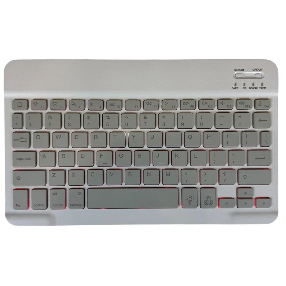 Wireless Bluetooth RGB Backlit Keyboard KB505 Slim Portable White Grey